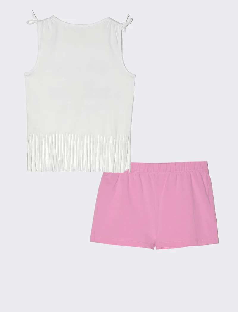 Set due pezzi composto da short e top da bambina - Bianco