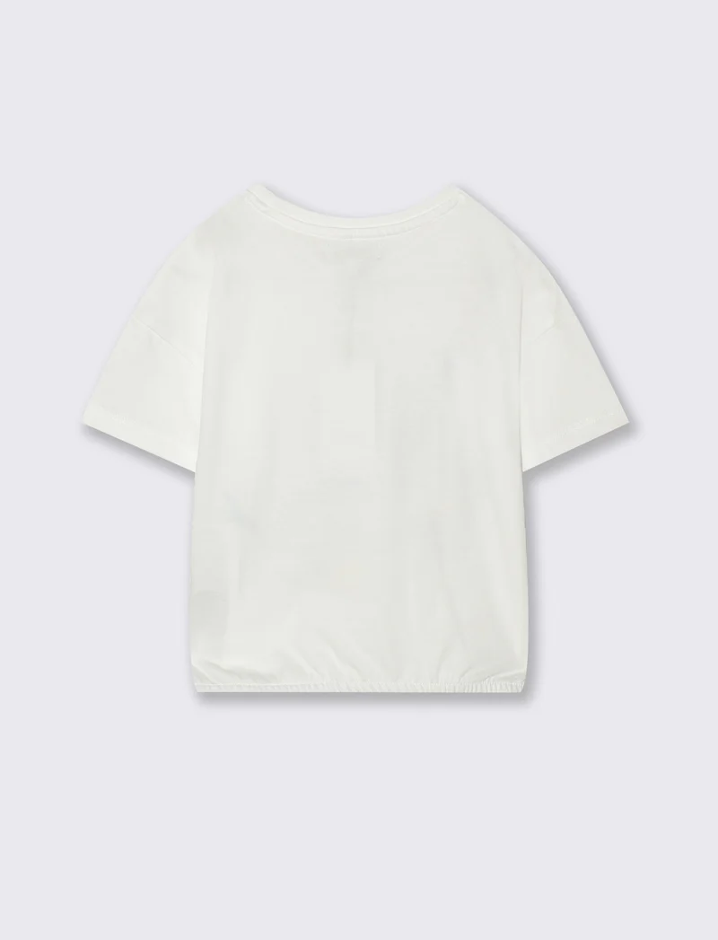 T-shirt estiva con stampa borsetta da bambina - Bianco