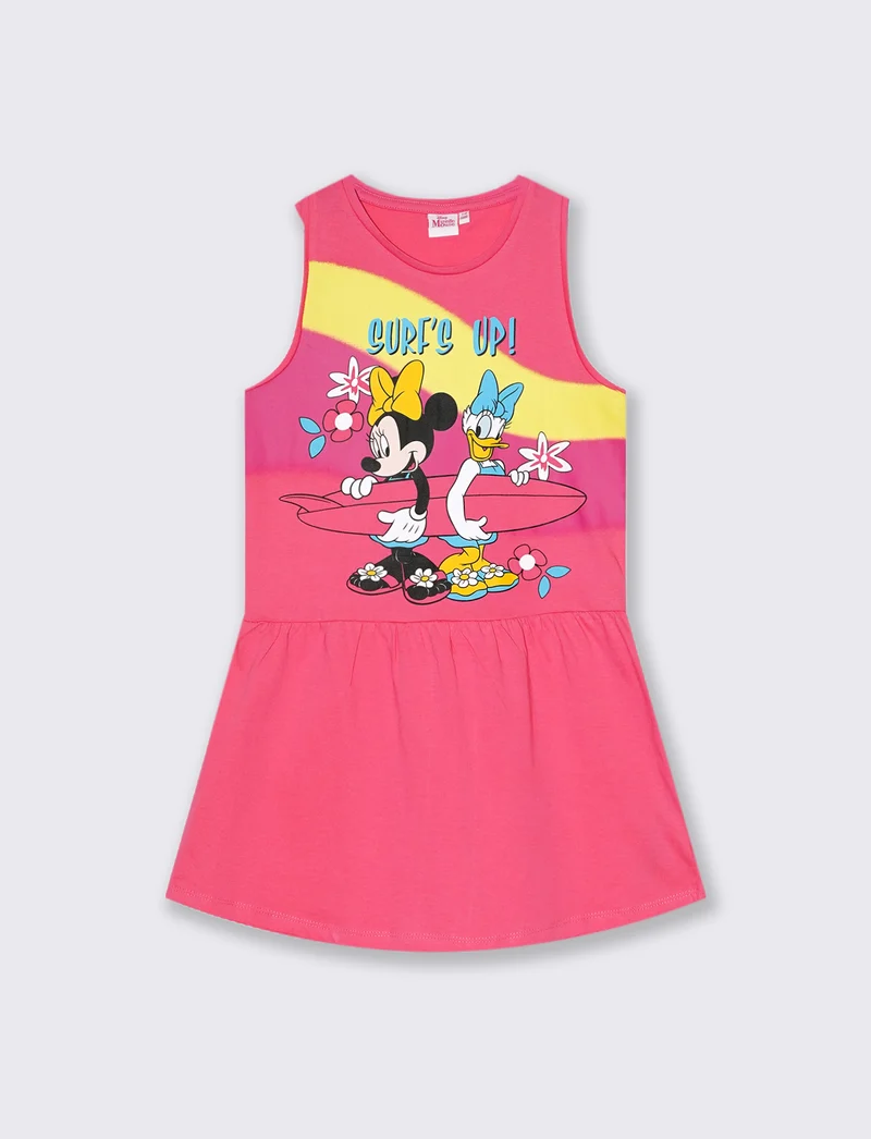Vestito stampato Disney Minnie da bambina - Rosa