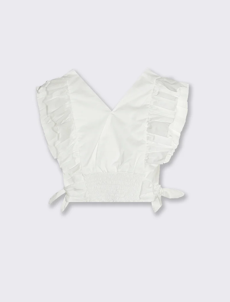 Camicia in cotone da bambina - Bianco sporco