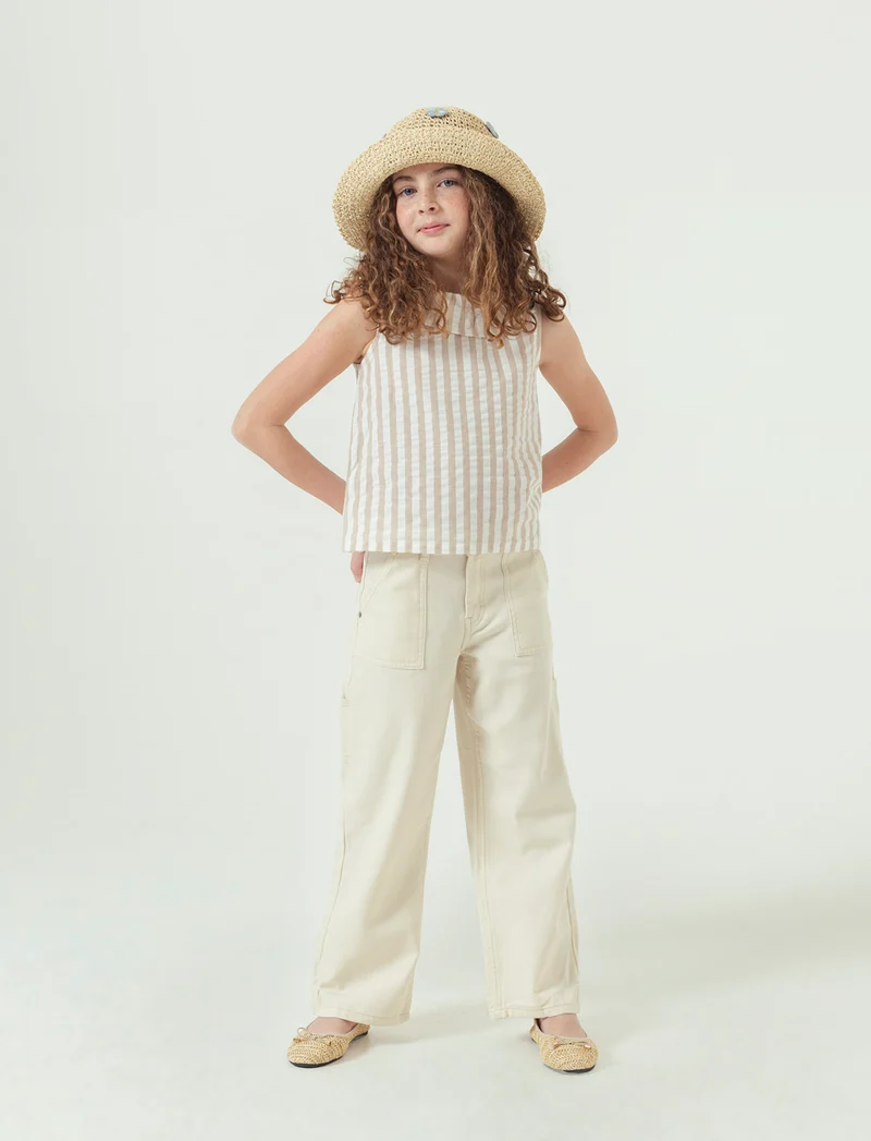 Top in cotone a righe da bambina - Righe