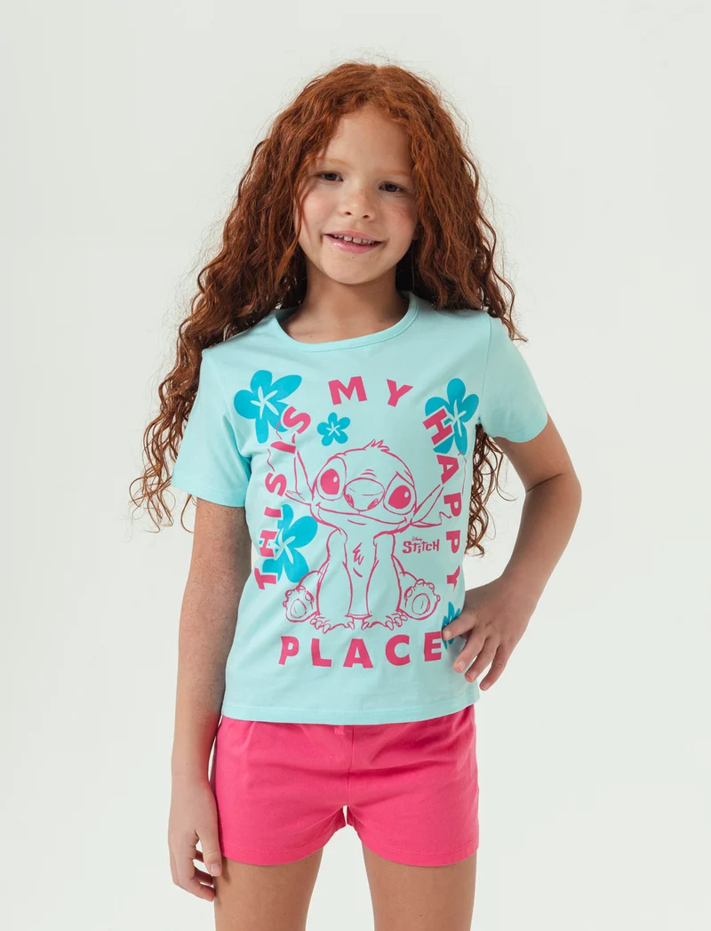 Completo Stitch da bambina - Verde acqua