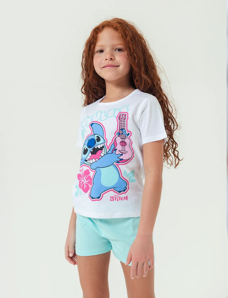 Completo Stitch da bambina - Bianco