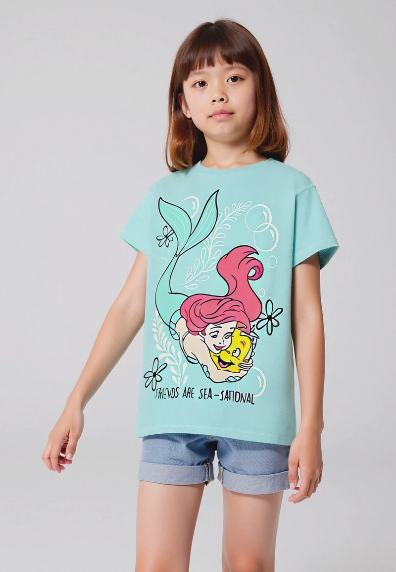 T-shirt Disney Ariel da bambina - Verde acqua