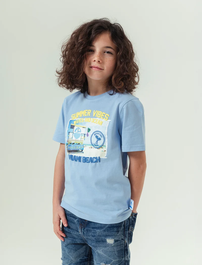 T-shirt mezza manica da bambino - Celeste