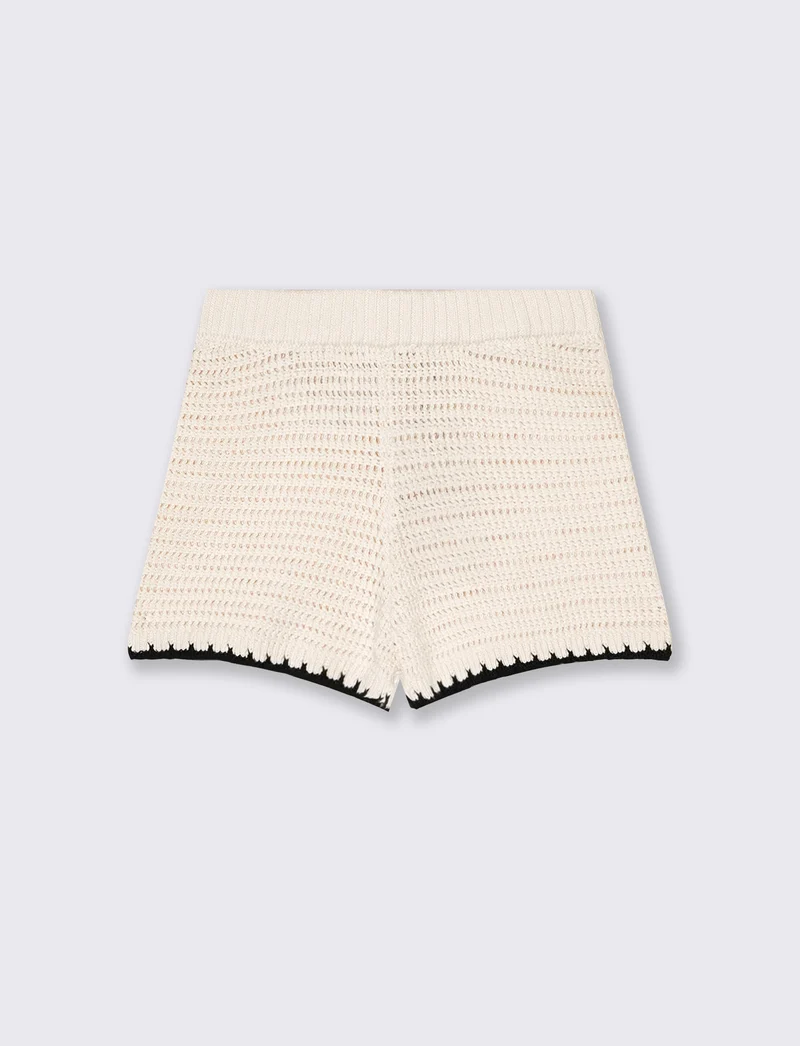Short in maglia intrecciata da bambina - Beige