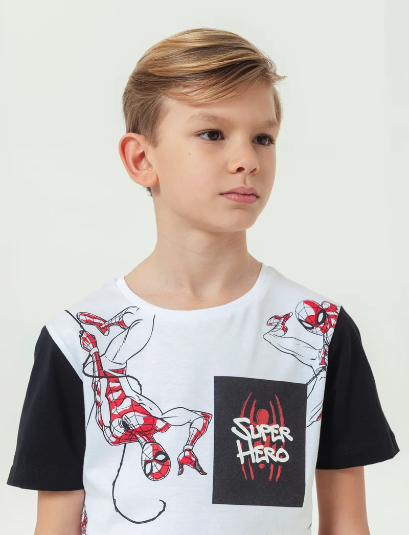 Maglietta stampata Marvel Spider-man da bambino - Bianco