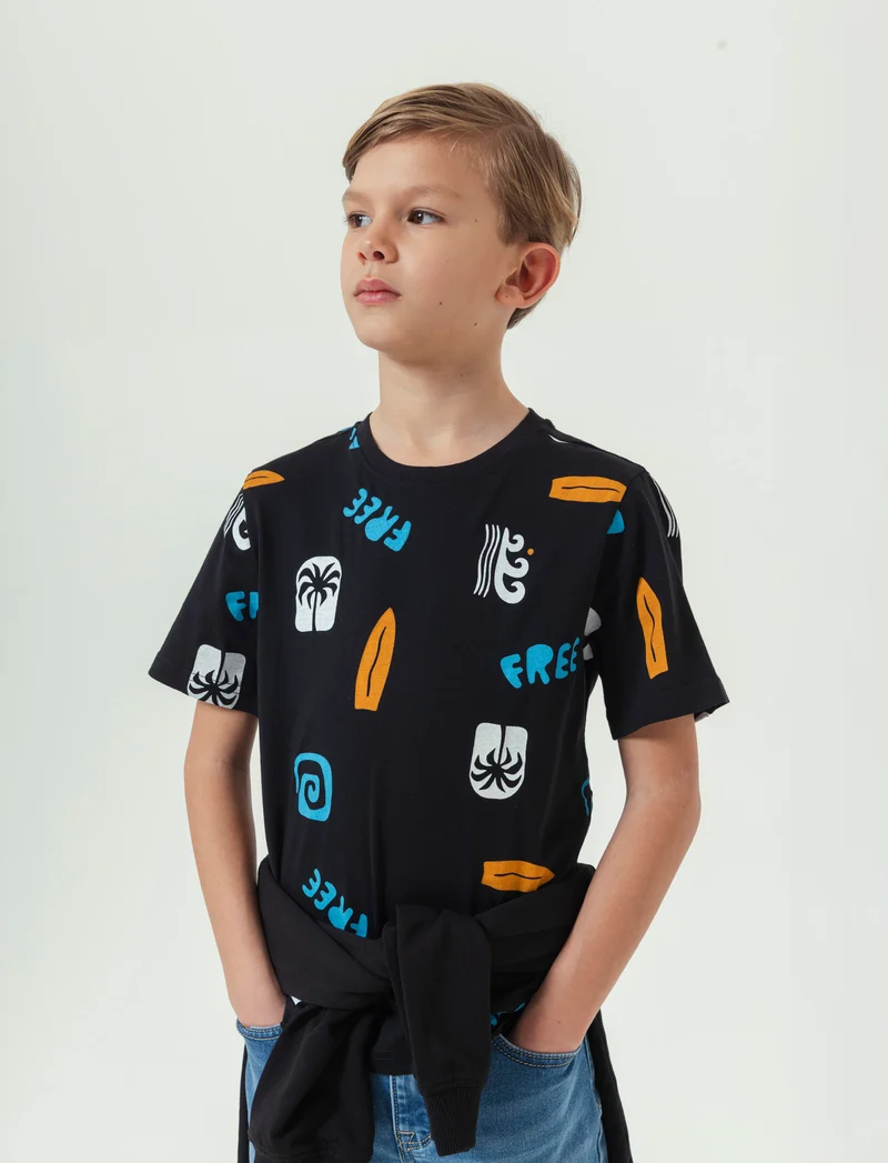 T- shirt stampata da bambino - Nero