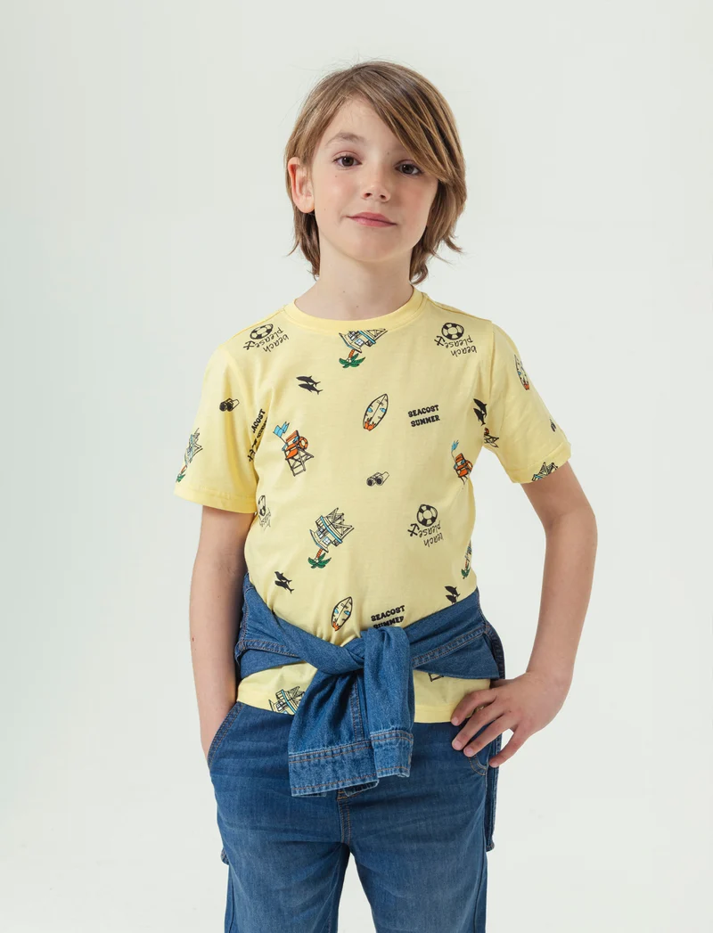 T- shirt stampata da bambino - Giallo