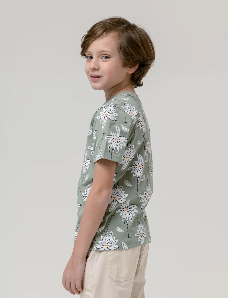 T- shirt stampata da bambino - Verde salvia