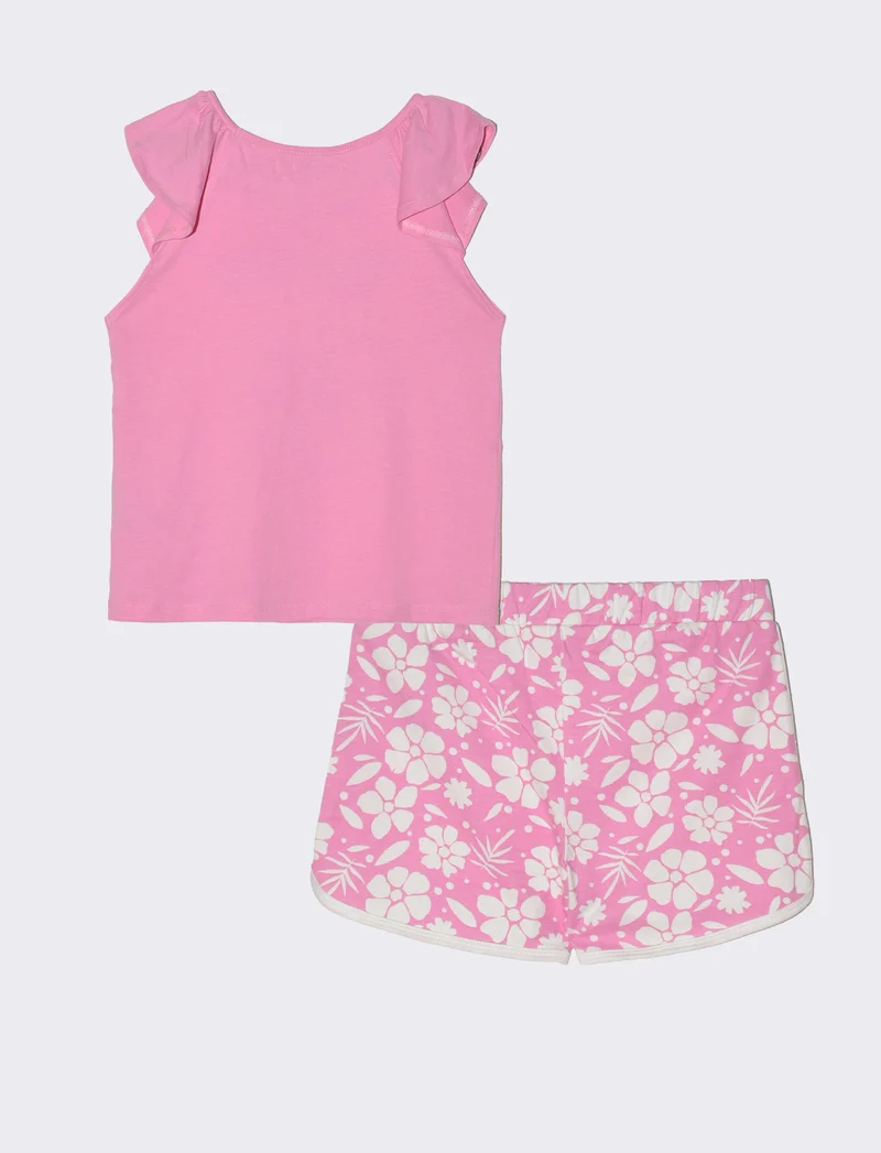 Set 2 pezzi canotta e short da bambina - Rosa