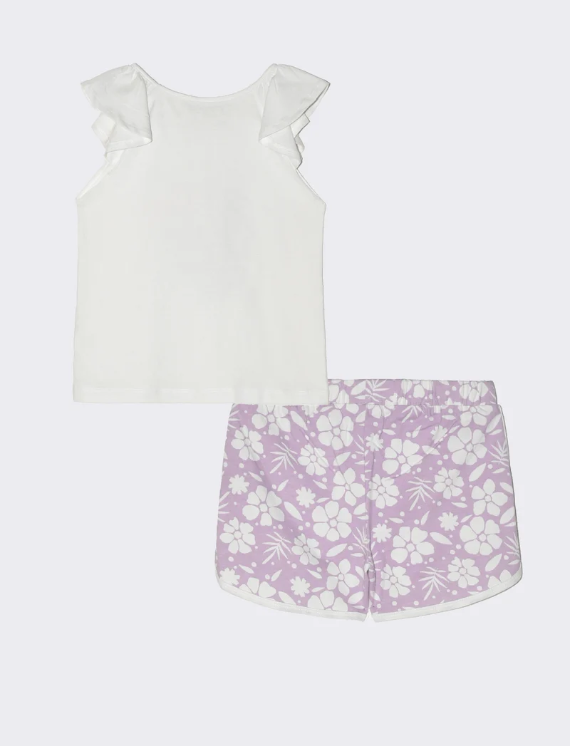Set 2 pezzi canotta e short da bambina - Lilla