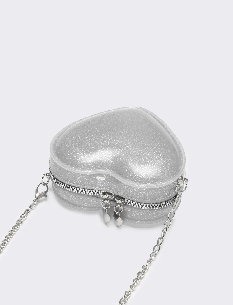 Borsa bambina cuore con glitter - Bianco