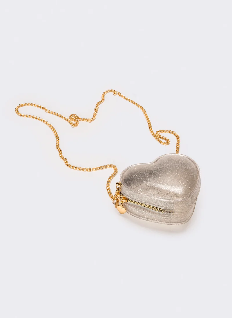 Borsa bambina cuore con glitter - Bianco