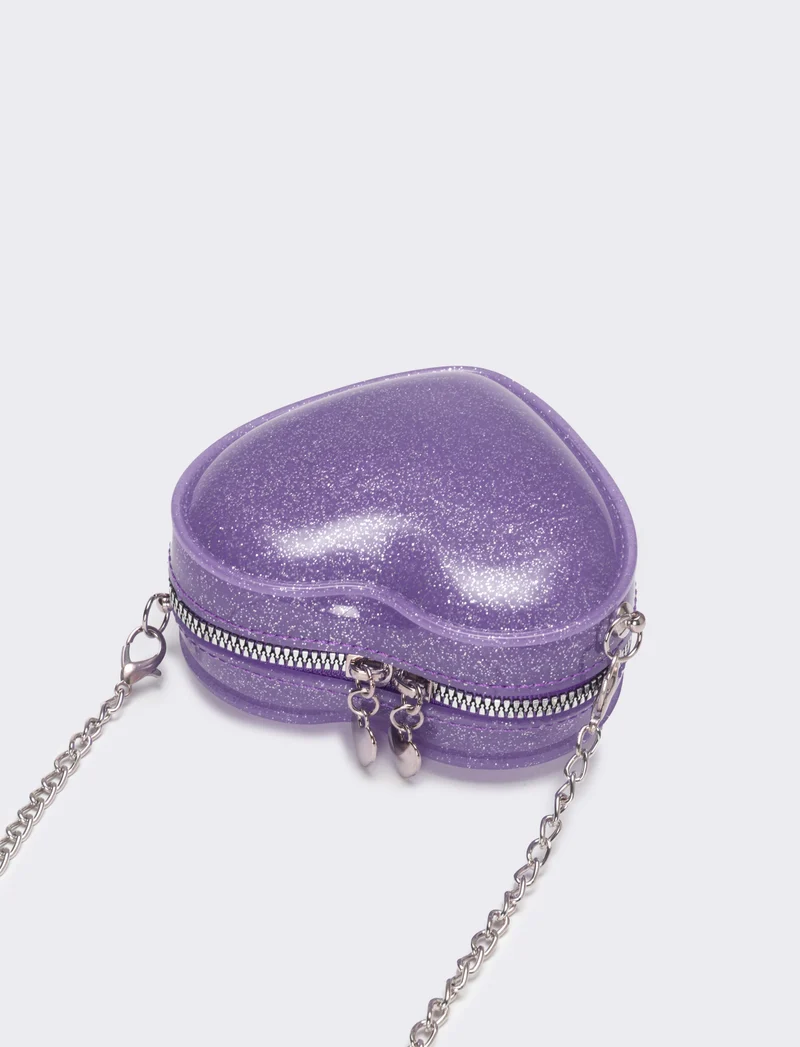 Borsa bambina cuore con glitter - Lilla