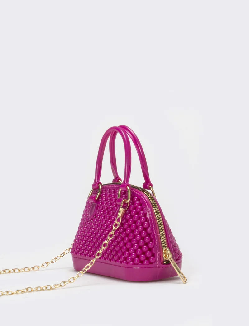 Bauletto bambina con bolle in pvc - Fuxia