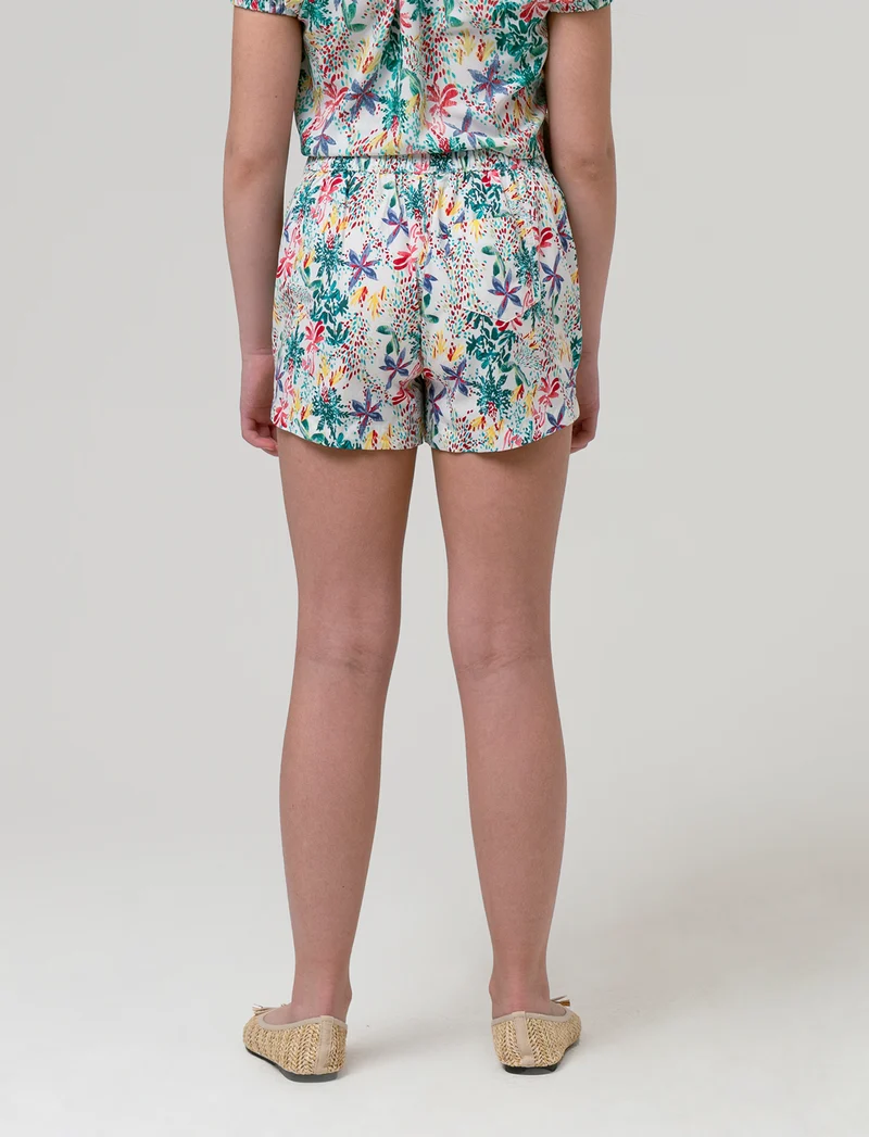 Short in popeline da bambina - Bianco sporco