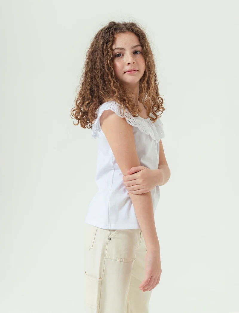 T-shirt estiva da bambina con stampa colorata - Bianco