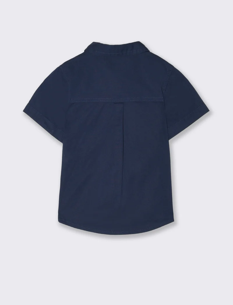 Camicia con ricamino da neonato - Blu