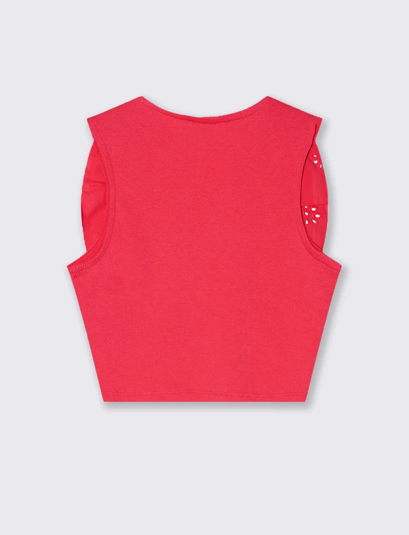 Canotta in costina da bambina - Fuxia
