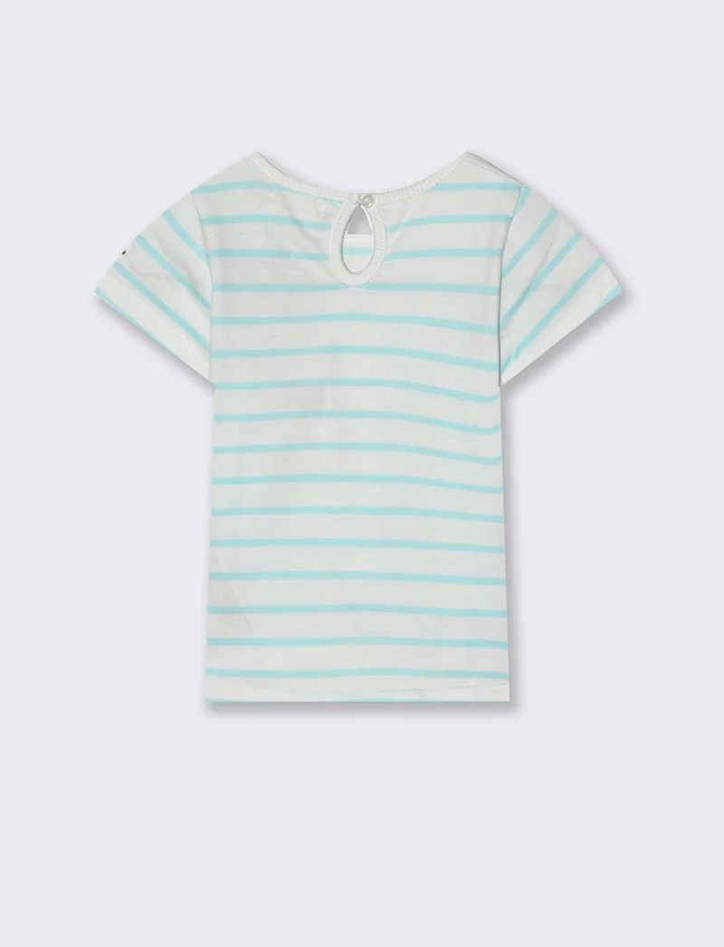 Maglia a righe da neonata - Verde acqua