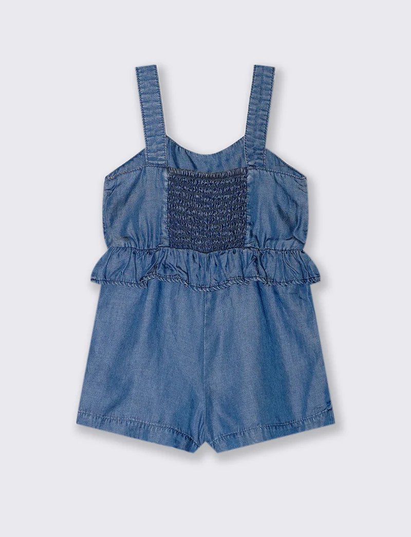 Salopette in chambray da neonata - Denim
