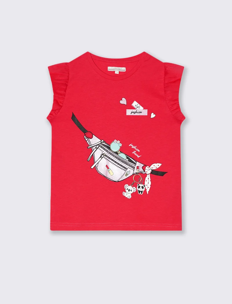 T-shirt estiva da bambina con stampa colorata - Fuxia