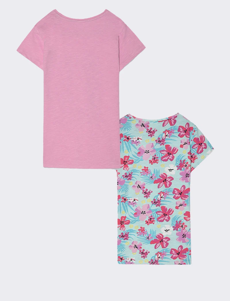 T-shirt mezza manica 2 pack da bambina - Fuxia
