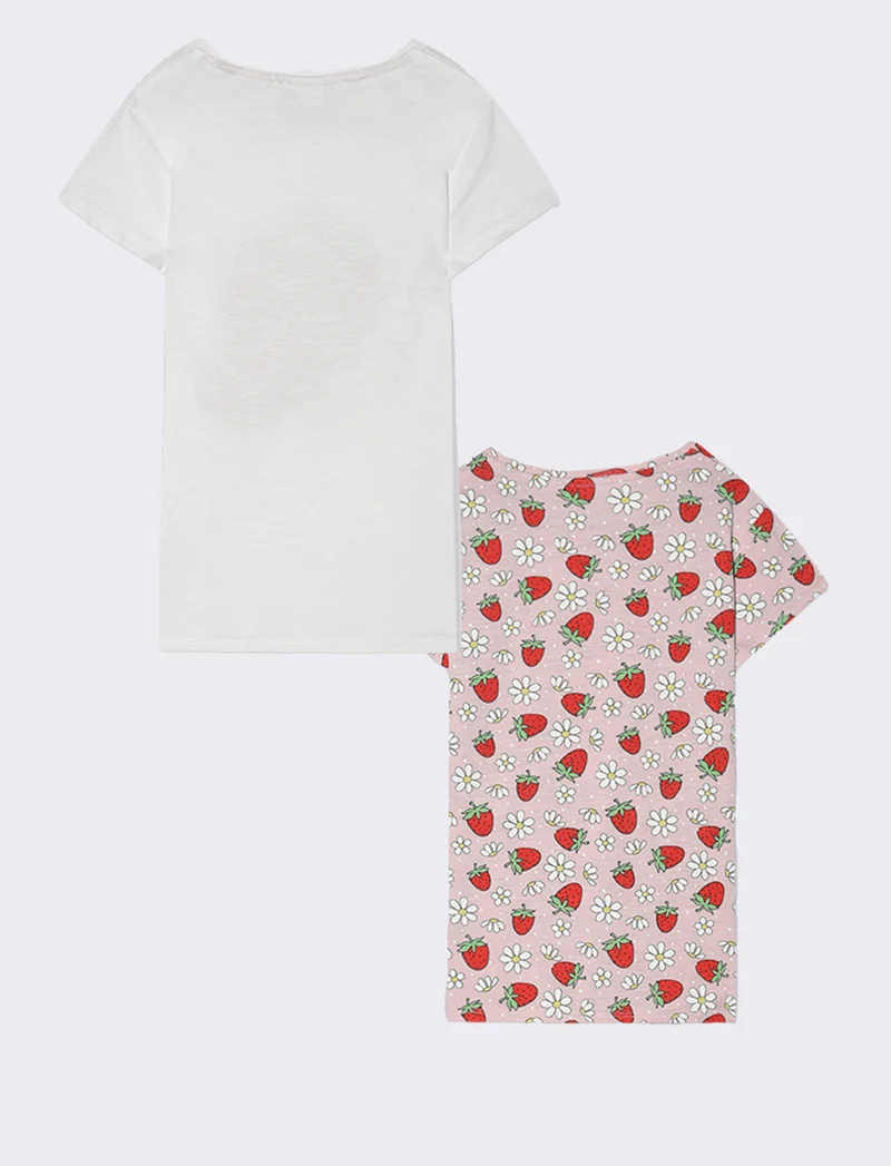 T-shirt mezza manica 2 pack da bambina - Bianco