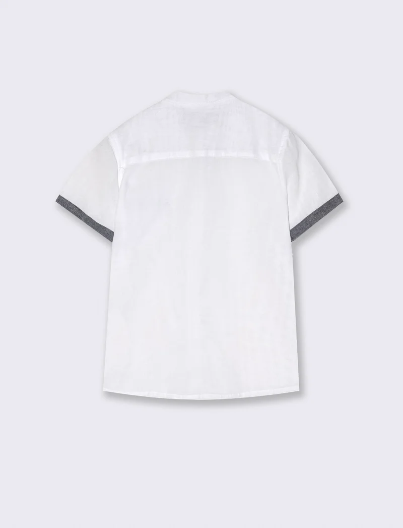 Camicia misto lino mezza manica da bambino - Bianco