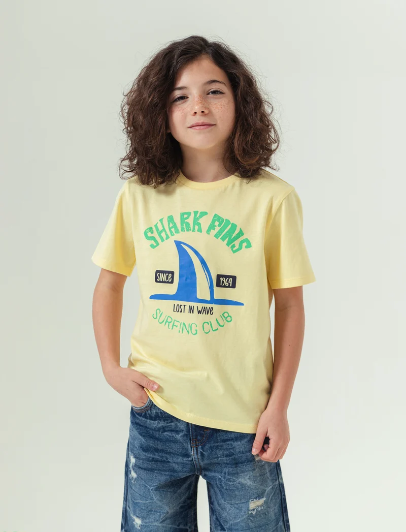 T-shirt con stampa summer da bambino - Giallo