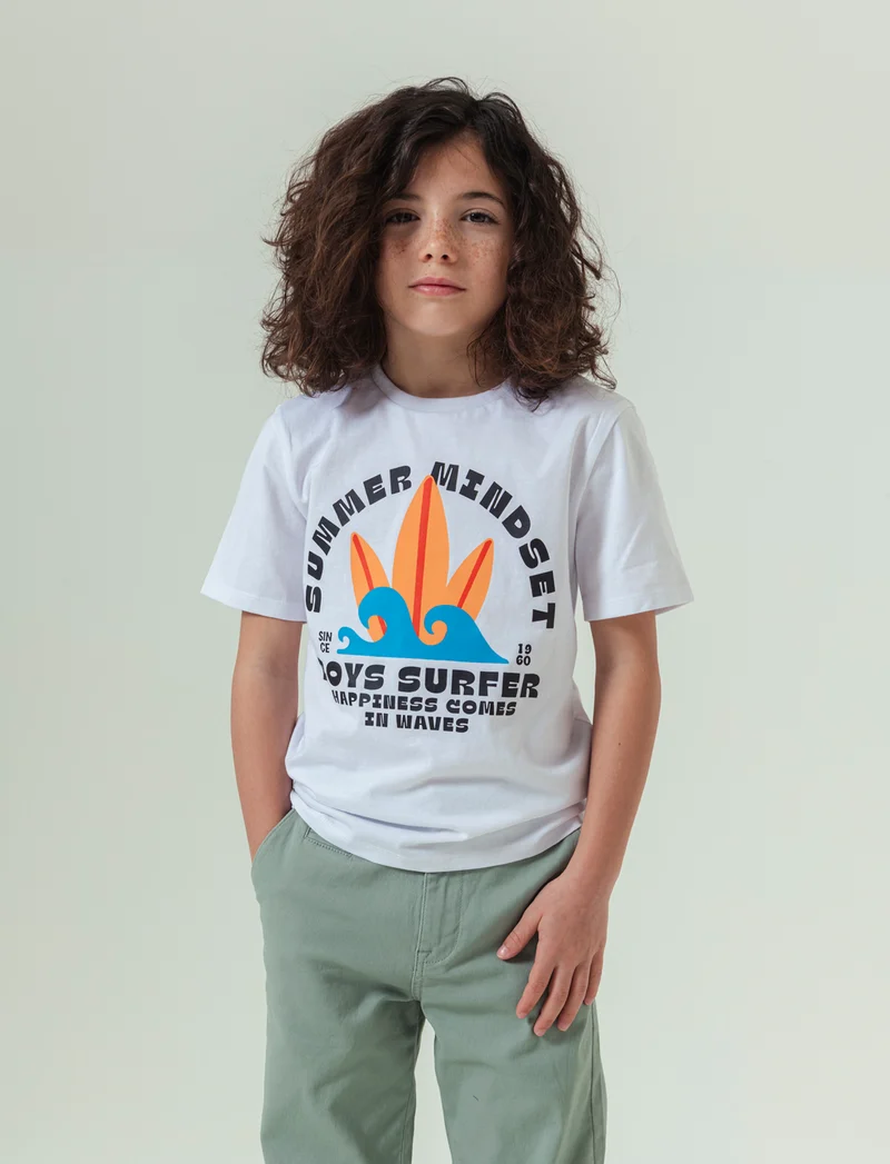 T-shirt con stampa summer da bambino - Bianco