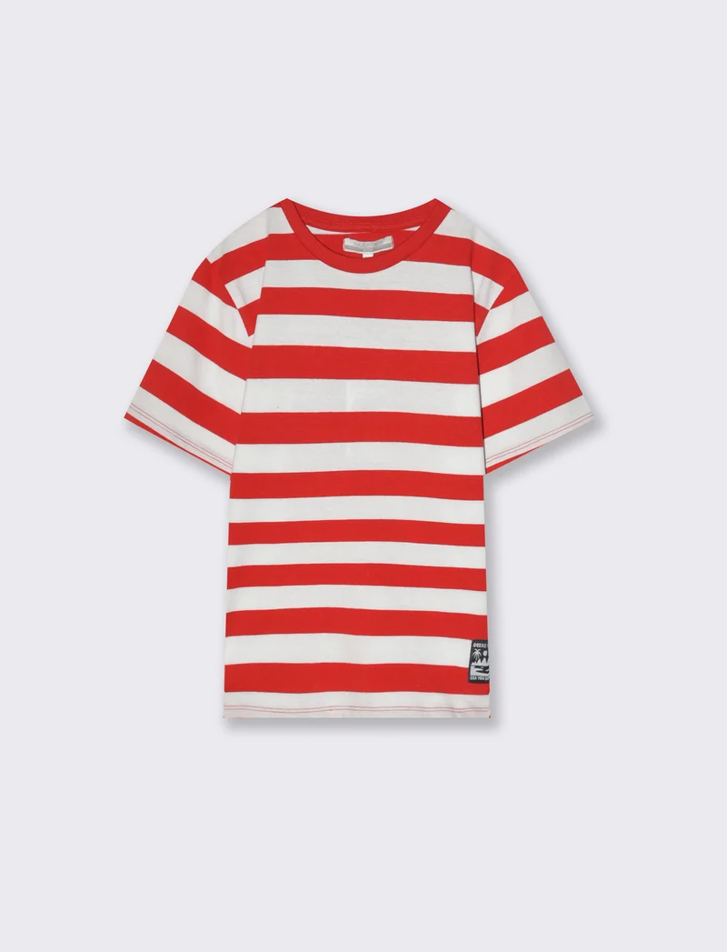 T-shirt rigata da bambino - Rosso