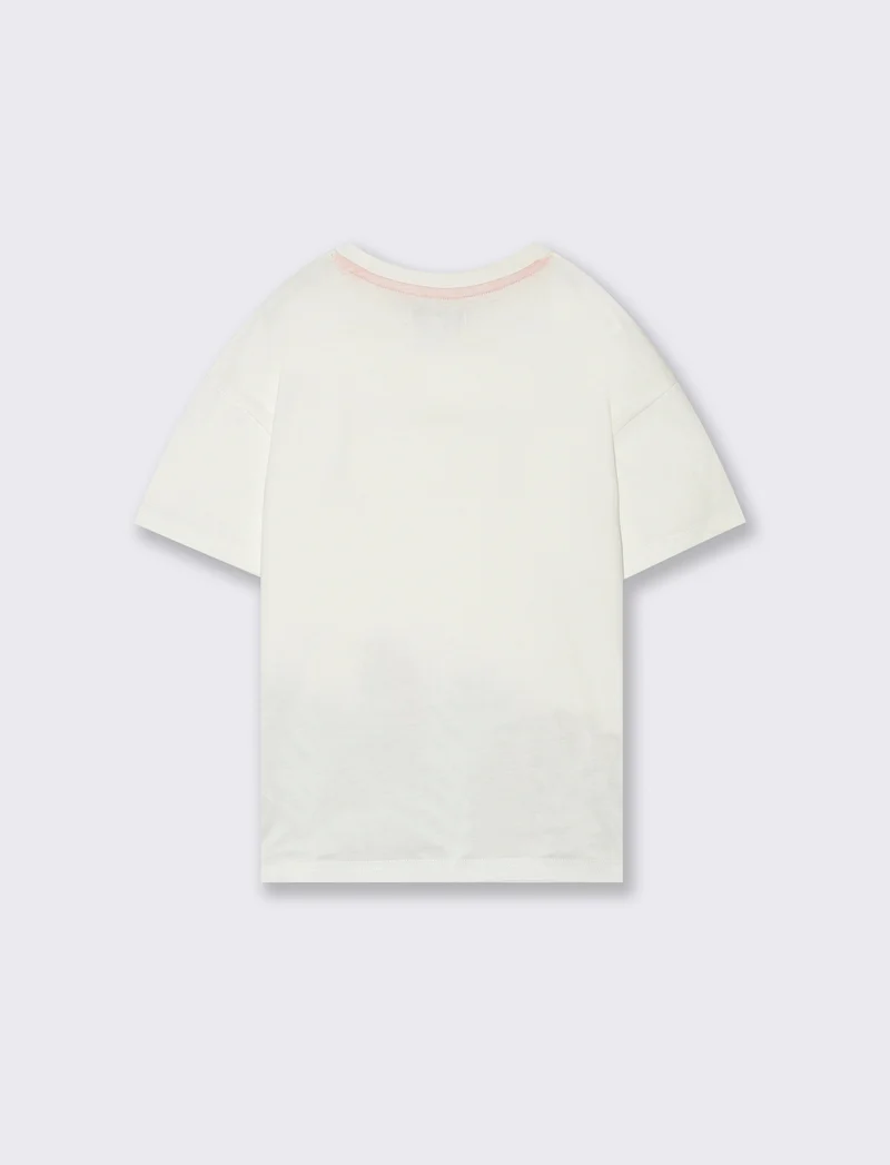T-shirt stampa follage da bambino - Bianco latte