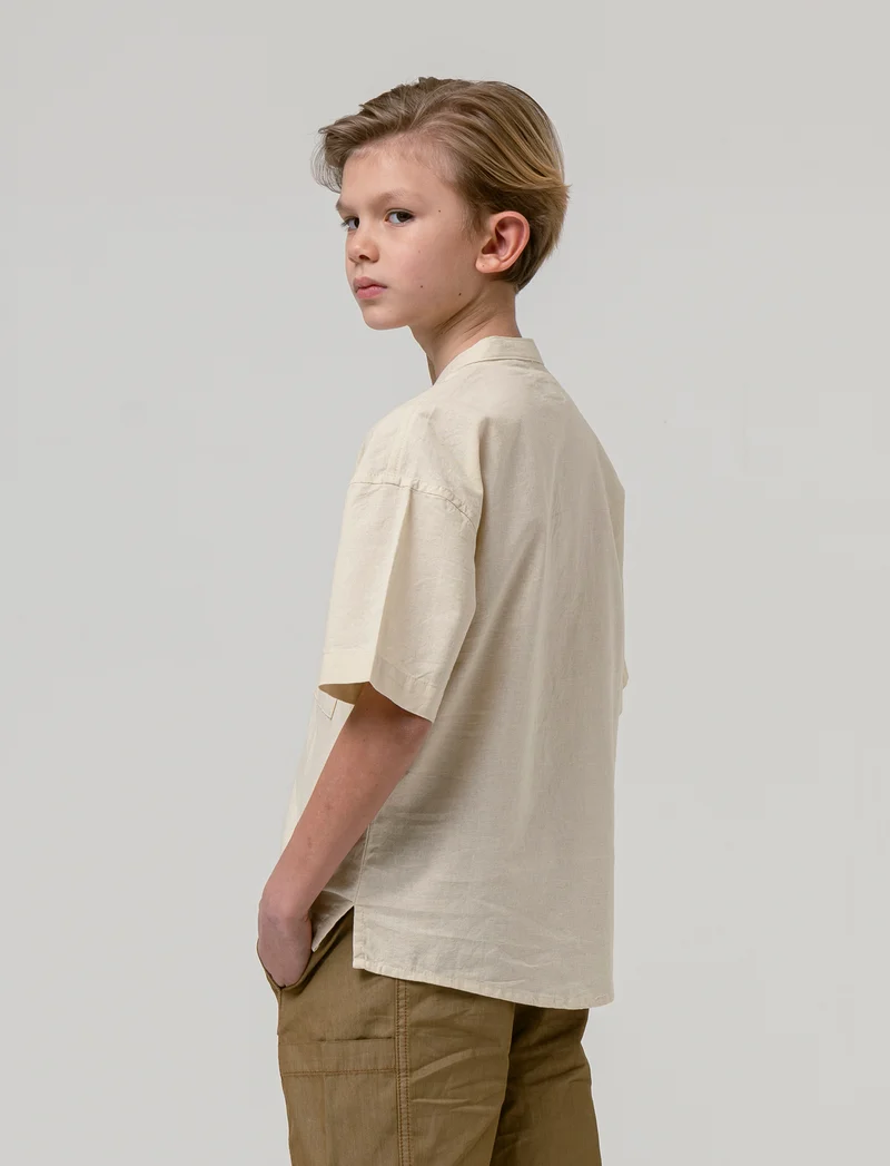 Camicia collo coreana da bambino - Beige