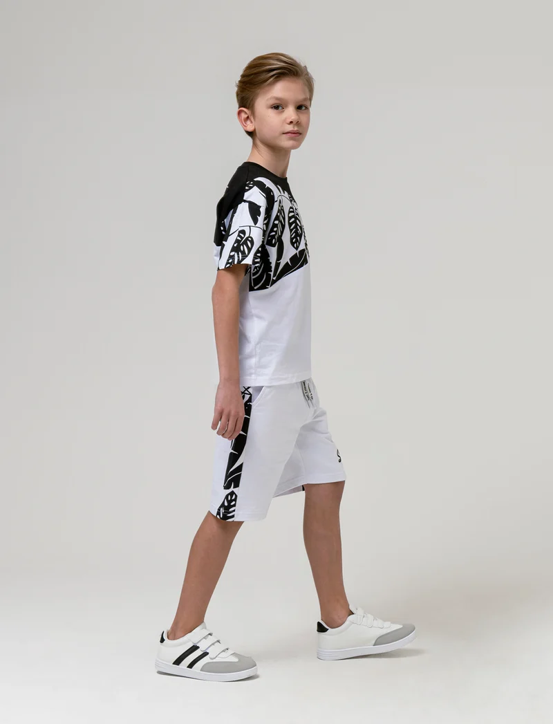 Bermuda con bandine da bambino - Bianco