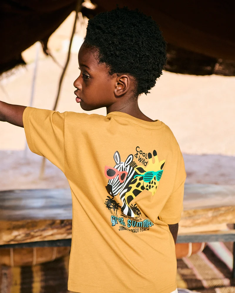 T-shirt stampa jungle da bambino - Marrone tabacco