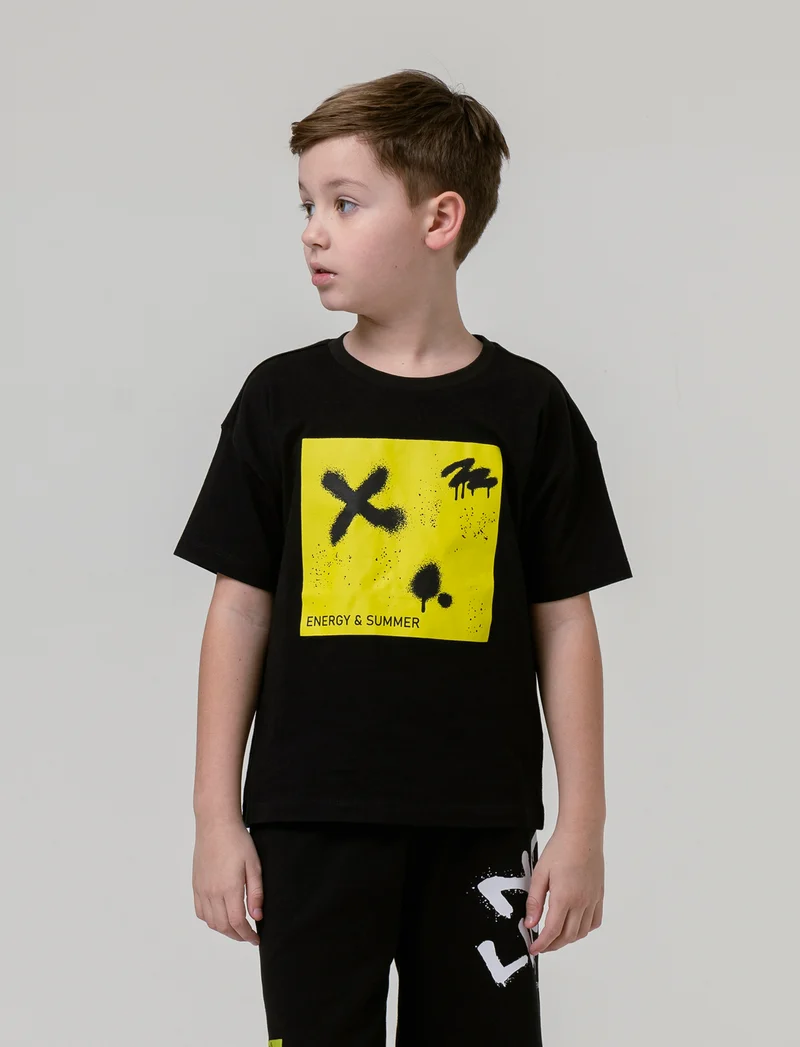 T-shirt vestibilità ampia da bambino - Nero