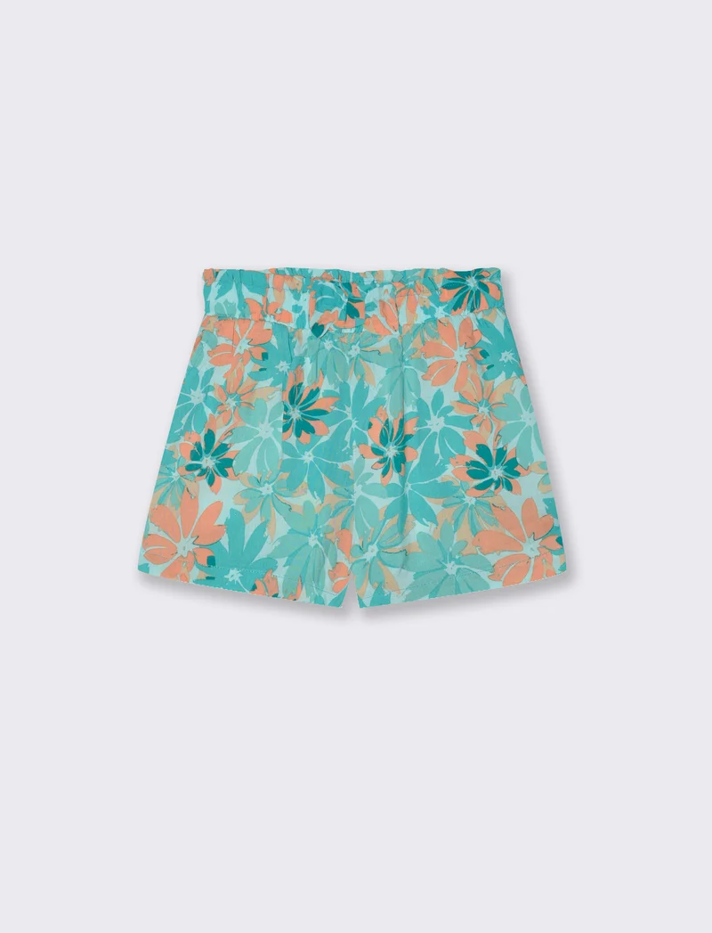Short in viscosa stampata con fiocco da bambina - Verde
