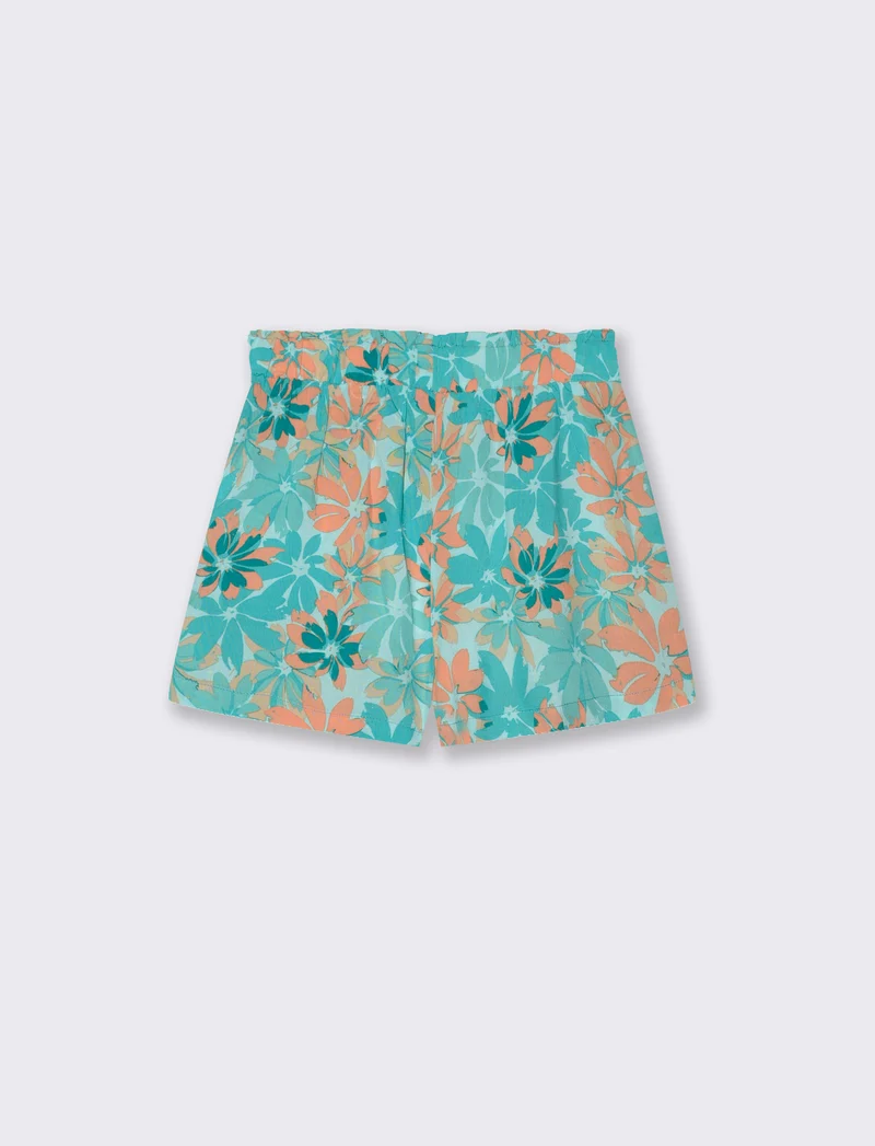 Short in viscosa stampata con fiocco da bambina - Verde