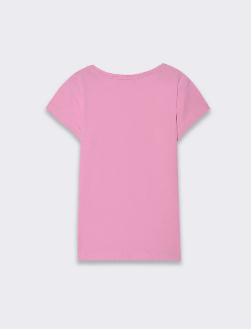 T-shirt da bambina con stampa monocolore - Rosa