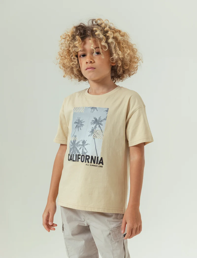 T-shirt loose da bambino - Beige