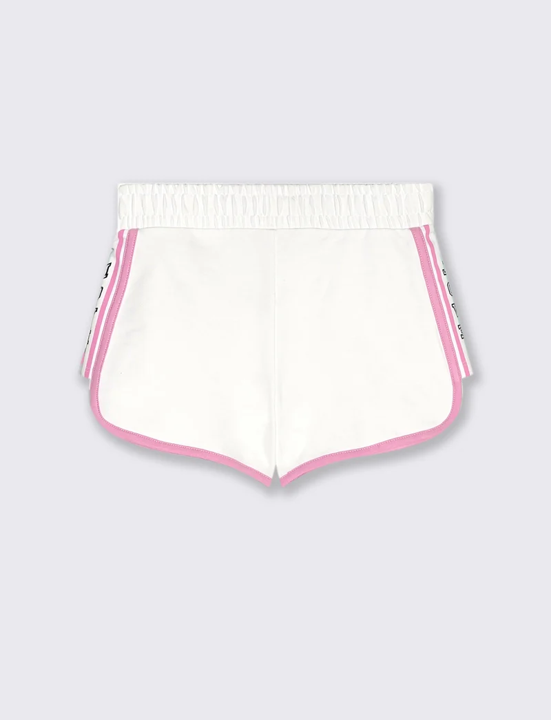 Short con bordini a contrasto da bambina - Bianco