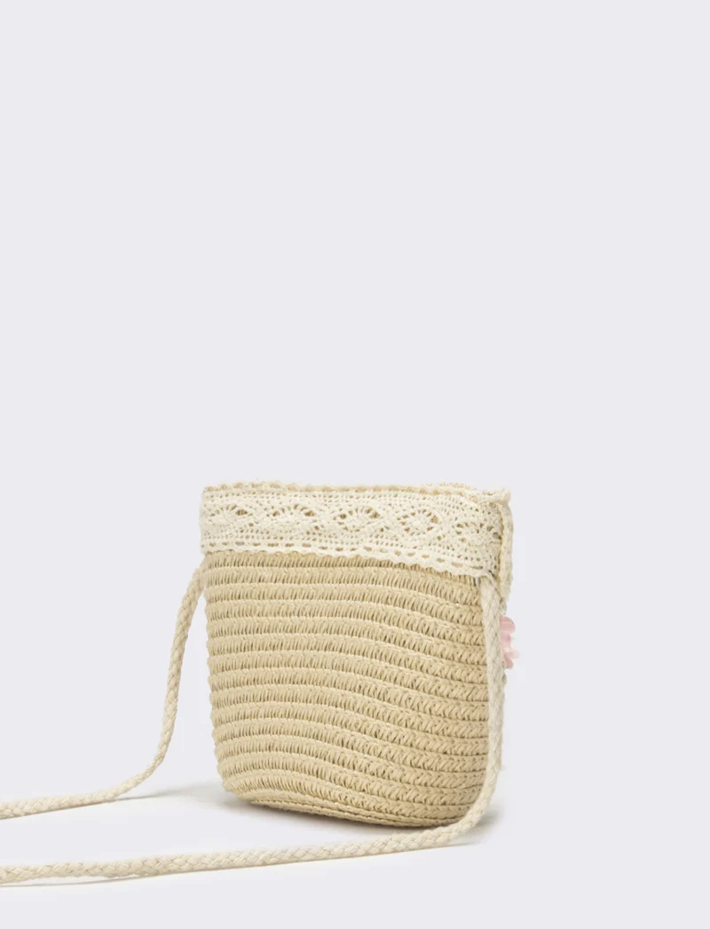 Borsa bambina tracollina con fiori - Rosa