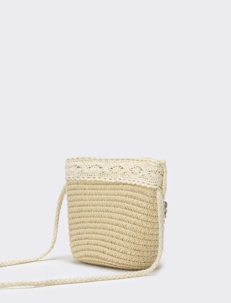 Borsa bambina tracollina con fiori - Blu