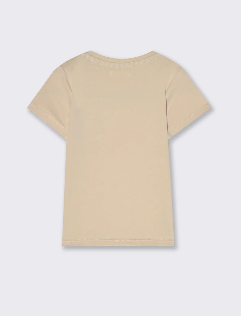 T-shirt con taschino a righe da neonato - Beige
