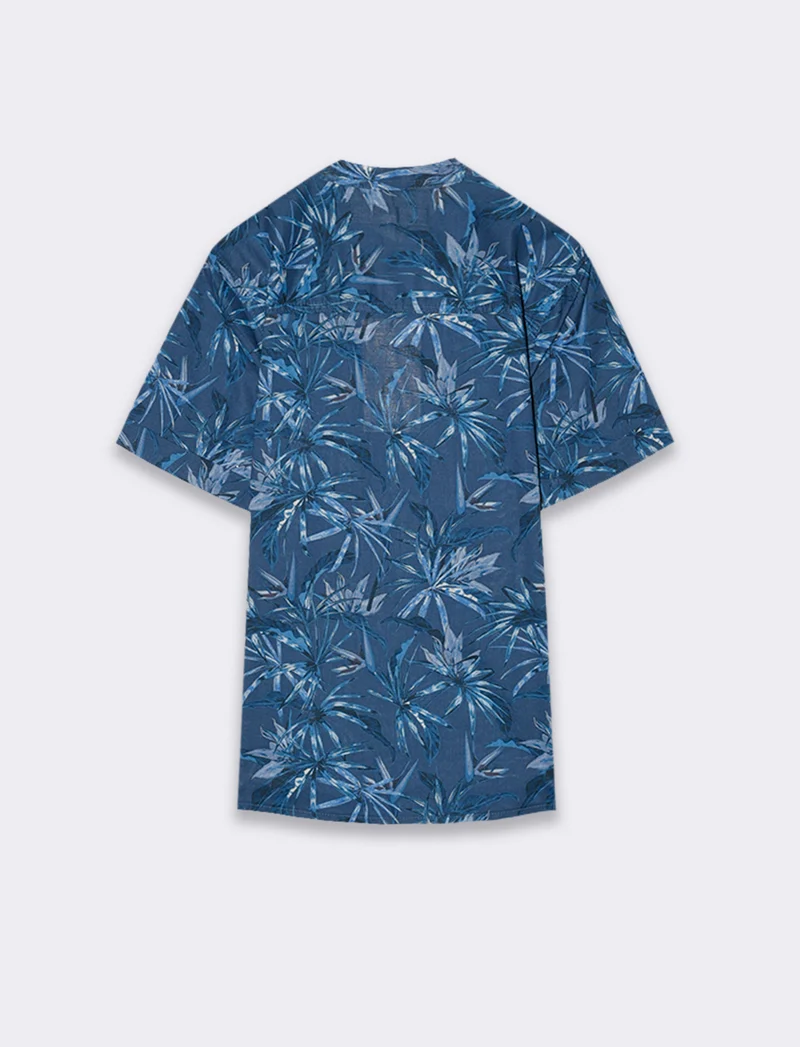 Camicia mezza manica stampata da bambino - Blu cobalto
