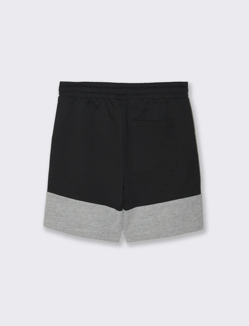 Bermuda in felpa con contrasti in tessuto da bambino - Nero