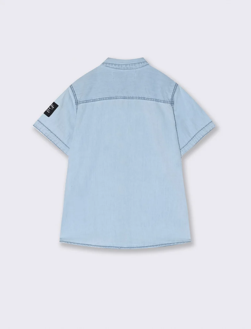 Camicia in denim mezza manica da bambino - Denim chiaro