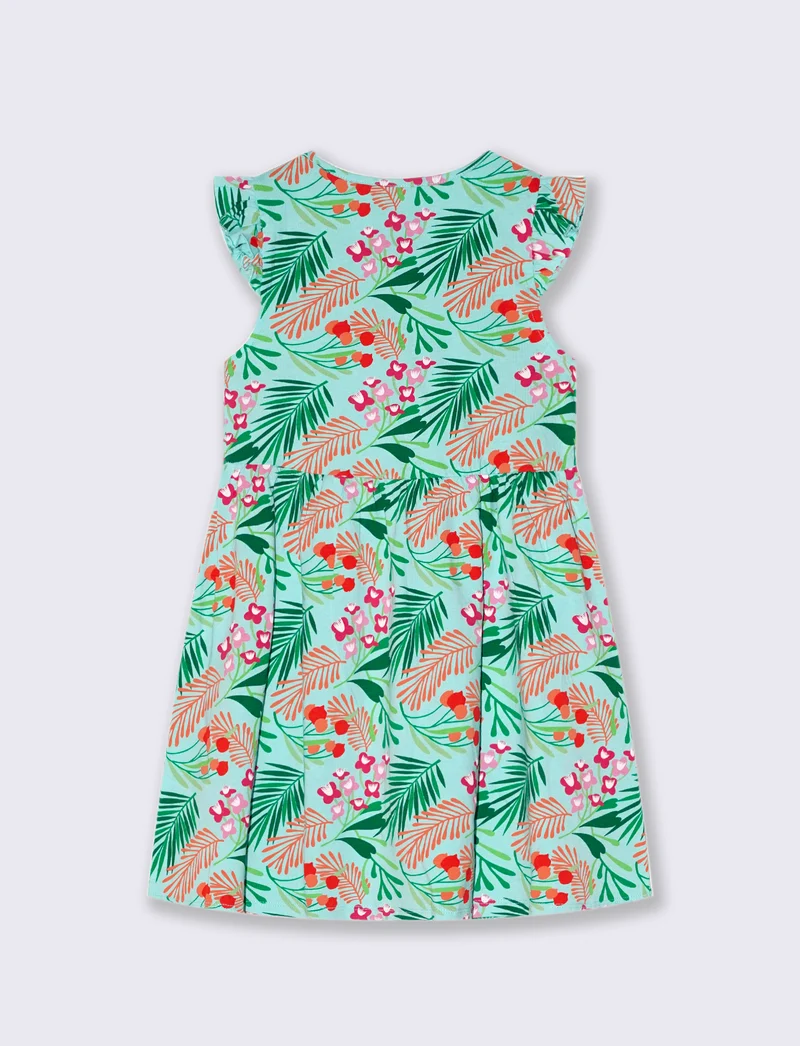 Abito in jersey con stampa all over da bambina - Verde acqua